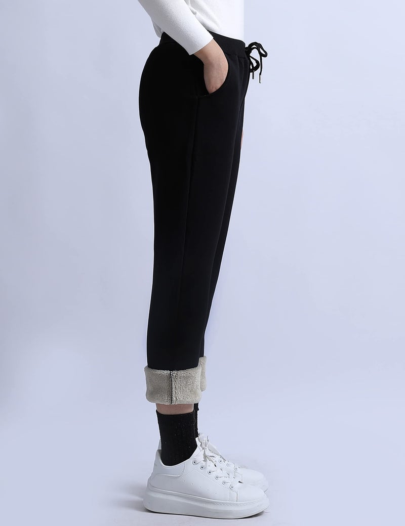 Yeokou Warm Sweatpants Womens Fleece Sherpa Lined Winter Active Running Jogger Pants (Small, Black) - Image 5